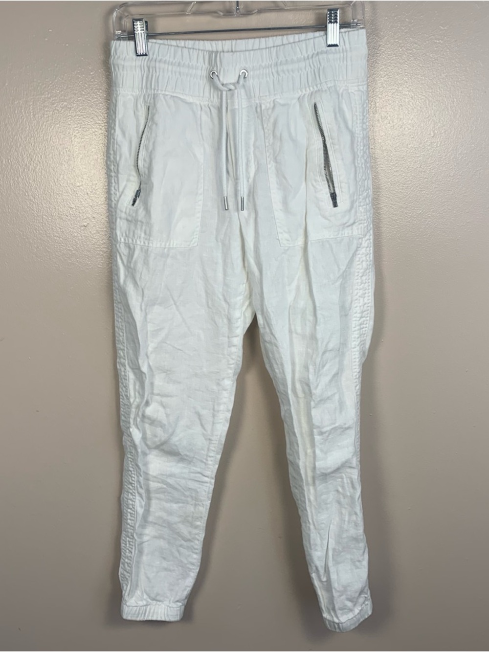 Athleta Cabo Linen White Joggers Pants - Picture 2 of 10